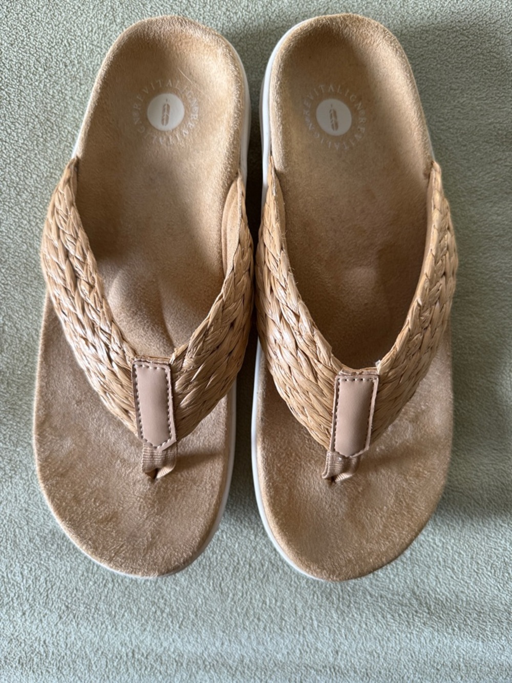 REVITALIGN Woven Thong Sandals in Tan, NWOT